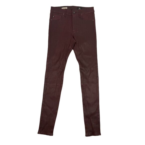 AG Adriano Goldschmied Lamb Leather Farrah Skinny High Rise Leather Pant 26 B79 - Picture 2 of 5